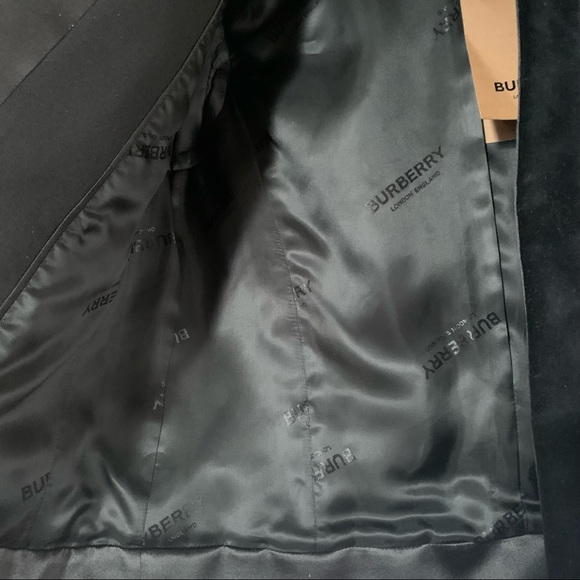 NWT Authentic Burberry black blazer jacket velvet details size 6 - Picture 6 of 16